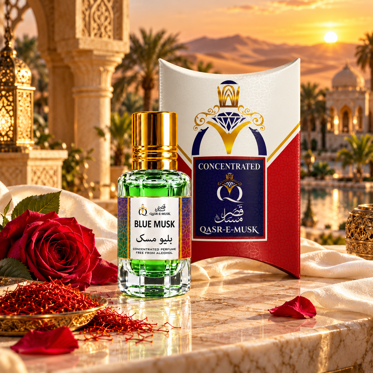 Blue Musk Attar – Floral Oud & White Musk Perfume Oil | Qasr-E-Musk