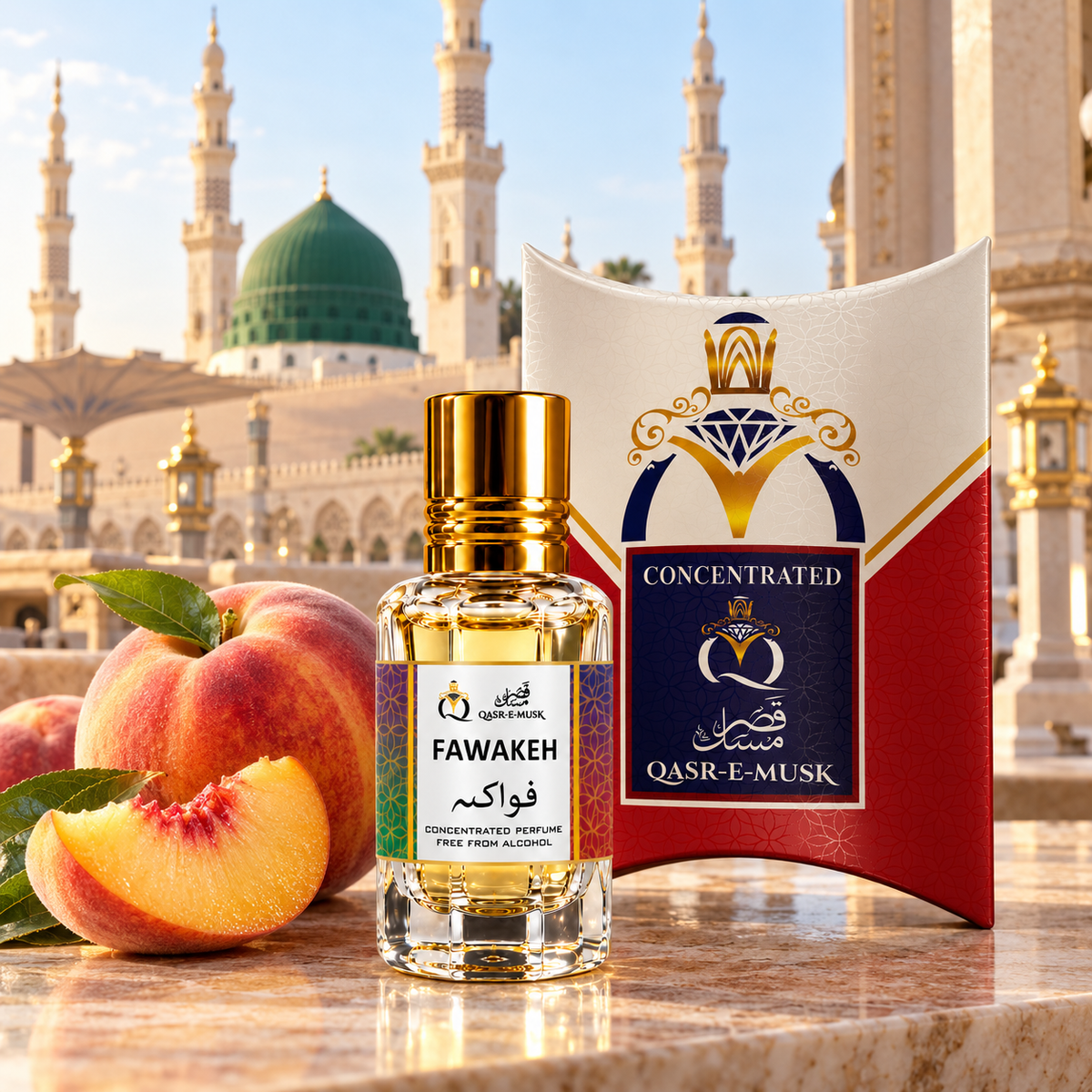 Fawakeh Attar – Peach & Sandalwood Perfume Oil | Qasr-E-Musk