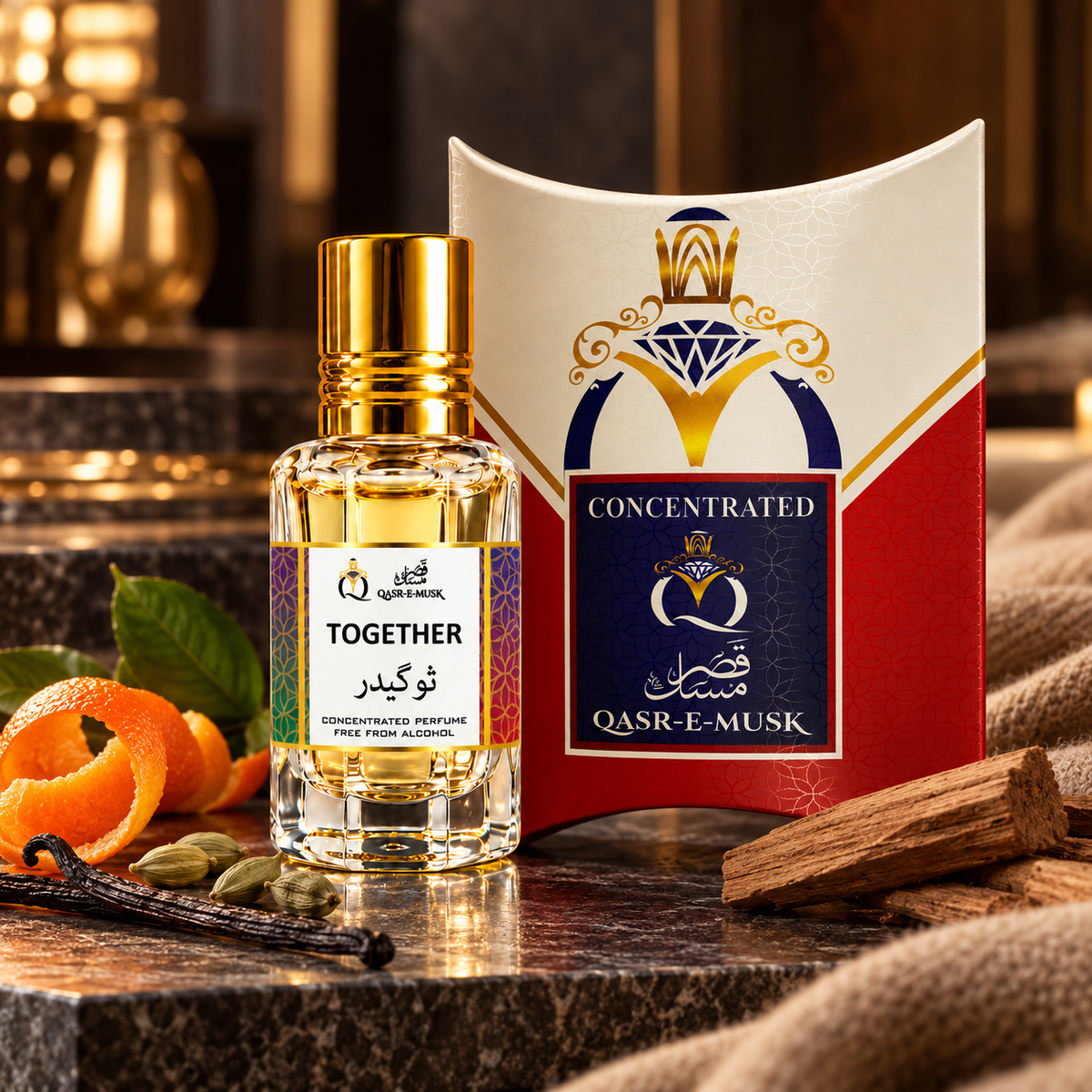 Together Attar – Warm Spicy Amber Perfume Oil | Qasr-E-Musk