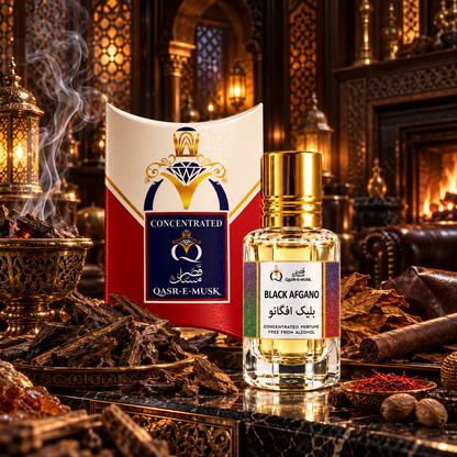 Black Afgano Attar by Qasr-E-Musk – Dark Smoky Oud & Woody Fragrance