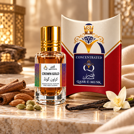 Crown Gold Attar – Premium Vanilla Perfume Oil | Qasr-E-Musk