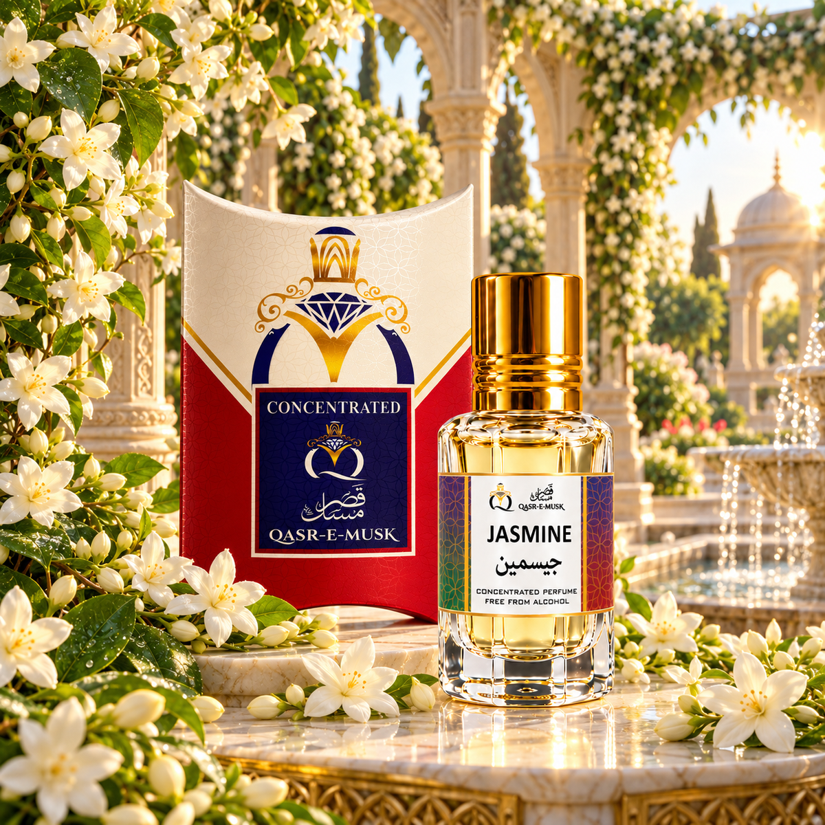 Pure Jasmine Attar by Qasr-E-Musk – 100% Pure Floral Perfume Oil