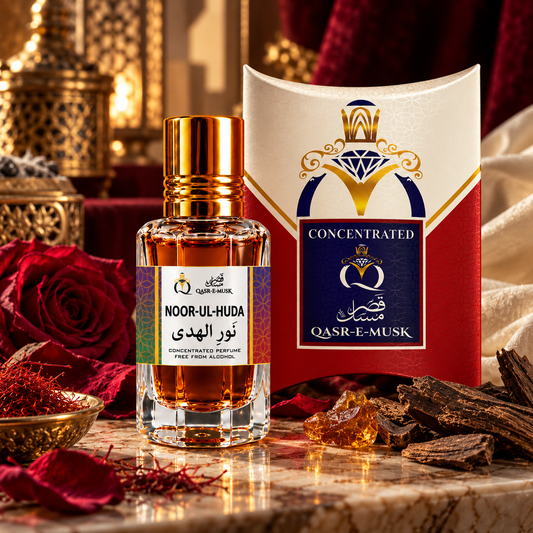 NOOR UL HUDA Attar for Men & Women – Woody Floral Oud Perfume Oil | Qasr-E-Musk
