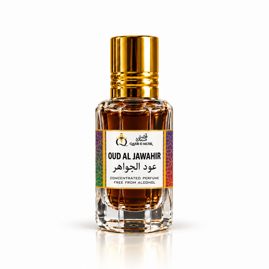 OUD AL JAWAHIR Attar for Men – Strong Dark Oud Perfume Oil | Qasr-E-Musk
