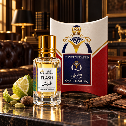 FLASH Attar by Qasr-E-Musk – Fresh Citrus Aquatic Perfume Oil