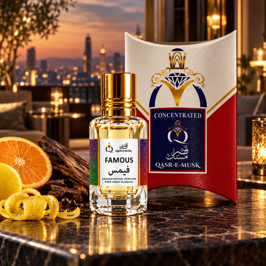 Famous Attar – Premium Citrus Amber Perfume Oil | Qasr-E-Musk