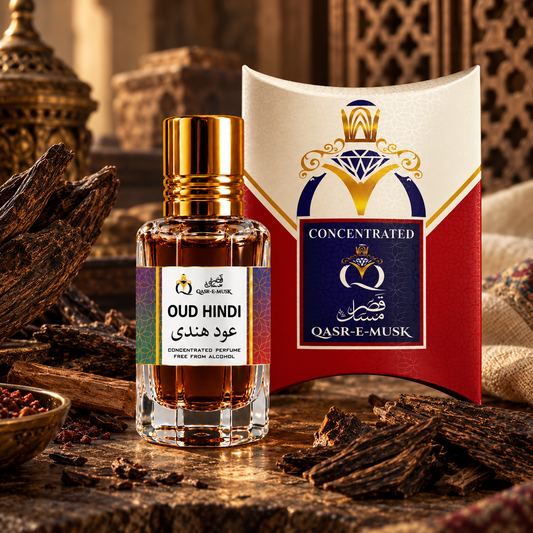 PURE OUD HINDI Attar for Men – Traditional Indian Oud Perfume Oil | Qasr-E-Musk