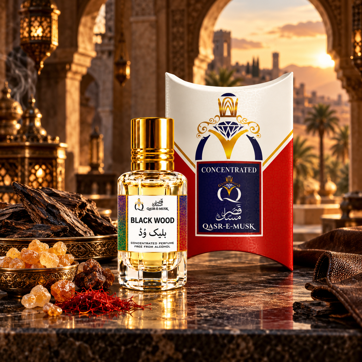 Black Wood Attar – Woody Spicy Oud Perfume Oil | Qasr-E-Musk