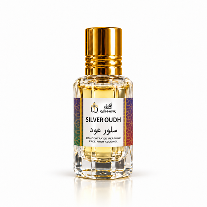 Silver Oud Attar – Luxurious Amber Woody Perfume Oil | Qasr-E-Musk