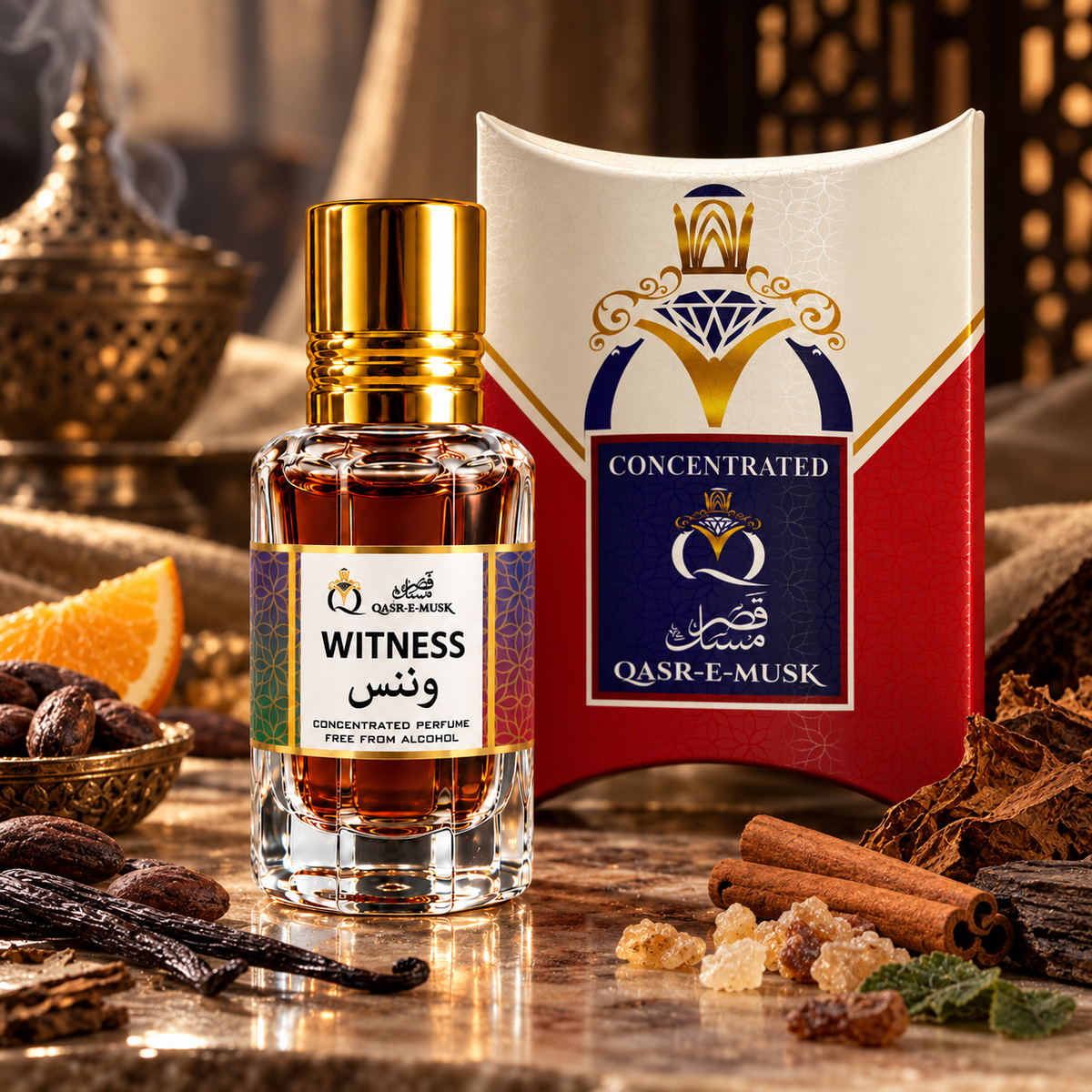 Witness Attar by Qasr-E-Musk for Men | Cocoa, Tobacco & Smoky Woods